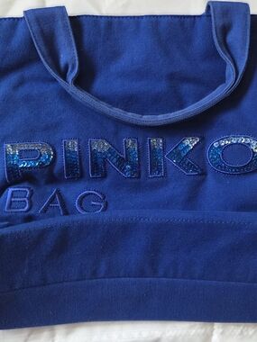 PINKO Blue Sequin Logo Tote